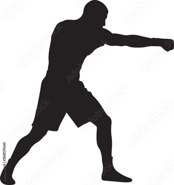 Obraz Boxer Throwing Punch Silhouette