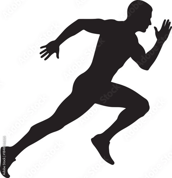 Obraz Runner Sprinting Forward Silhouette