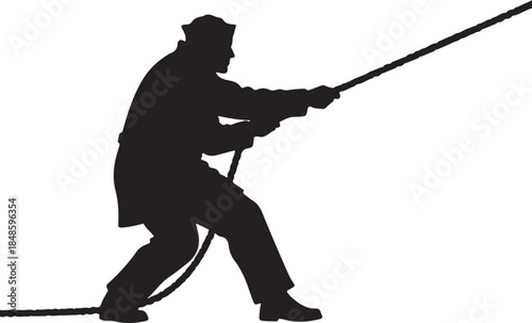 Obraz Sailor Pulling Rope Silhouette