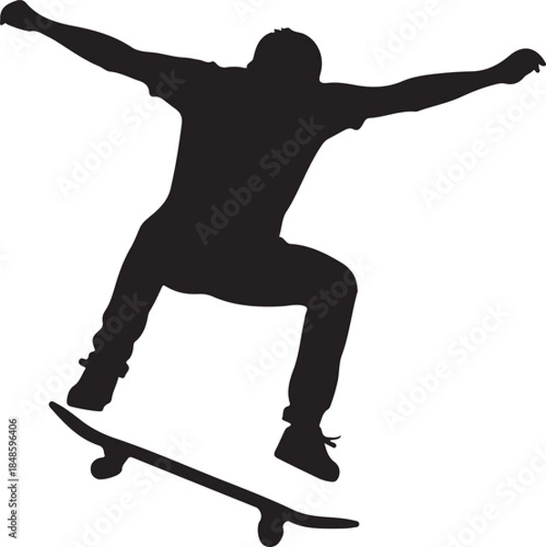 Obraz Skateboarder Grinding Rail Silhouette