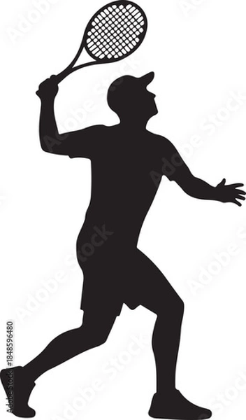 Obraz Tennis Player Serving Silhouette