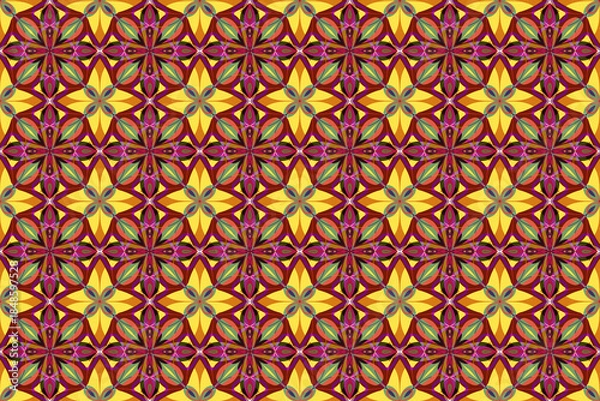 Obraz 万華鏡のようなモザイク風シームレス模様 3-9