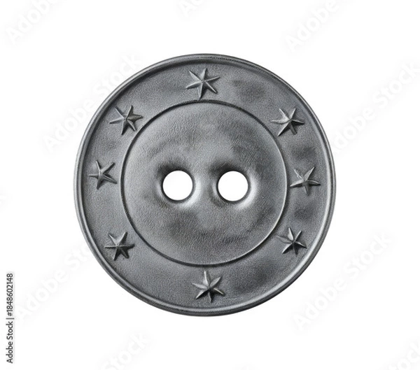 Obraz Metallic Grey Button with Stars