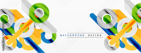 Fototapeta Abstract geometric shapes, vibrant colors, modern design. Clean lines create dynamic visual impact, suitable for backgrounds.