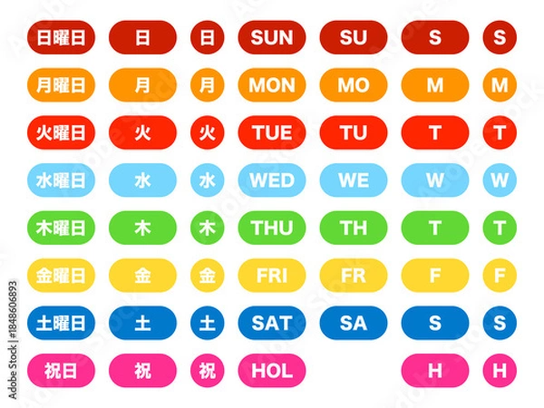 Obraz 曜日アイコンセット