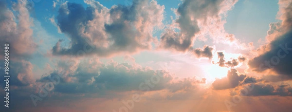 Obraz colorful dramatic sky with cloud at sunset