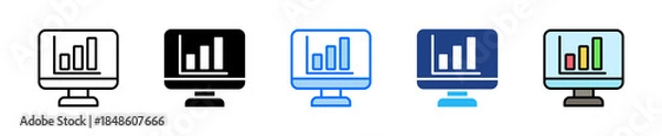 Obraz Monitor Graph Icon Set Multiple Style Collection