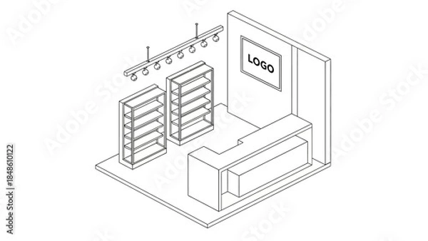 Obraz Retail Store Display Stand and Shelves.