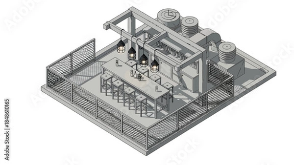 Obraz Industrial Facility 3D Rendering with Equipment.