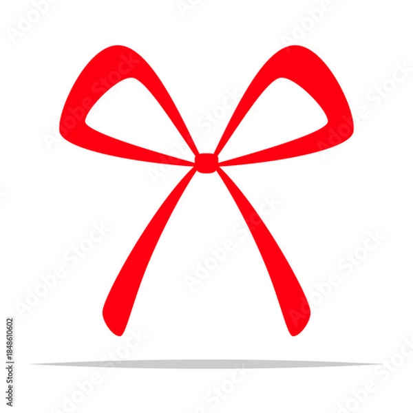Fototapeta Simple thin red ribbon bow vector isolated illustration