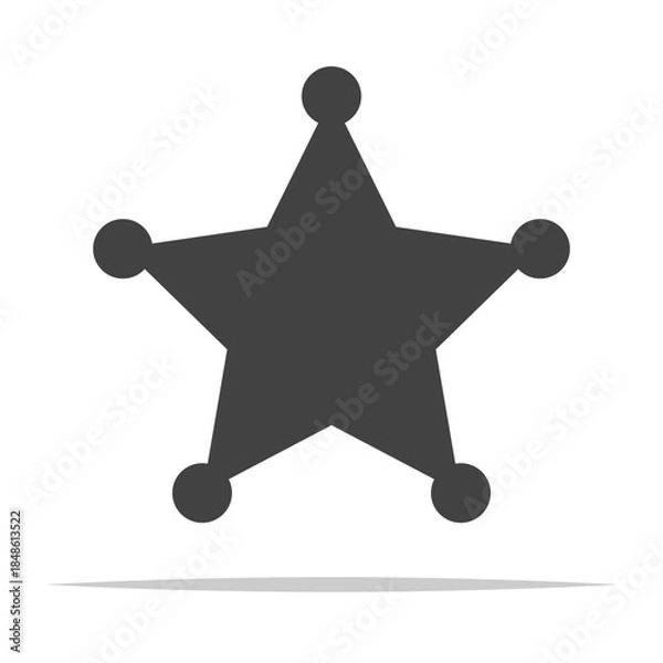 Fototapeta Five point sheriff star shape icon vector isolated