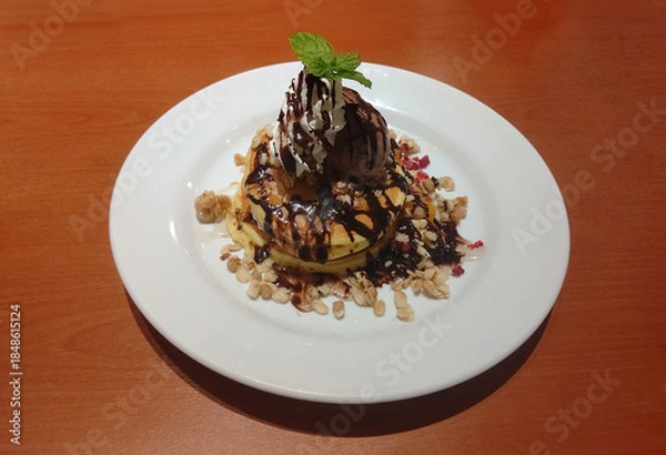 Obraz スイーツ・チョコアイスのパンケーキ