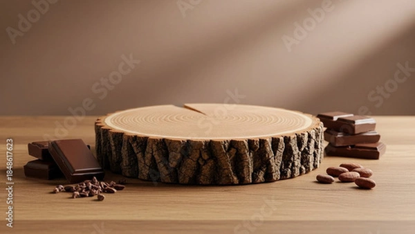 Obraz 木の幹とチョコレート、合成用背景素材