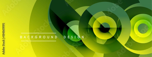 Obraz Abstract green yellow design. Circular shapes overlap creating dynamic visual effect. Modern background suitable for various projects.