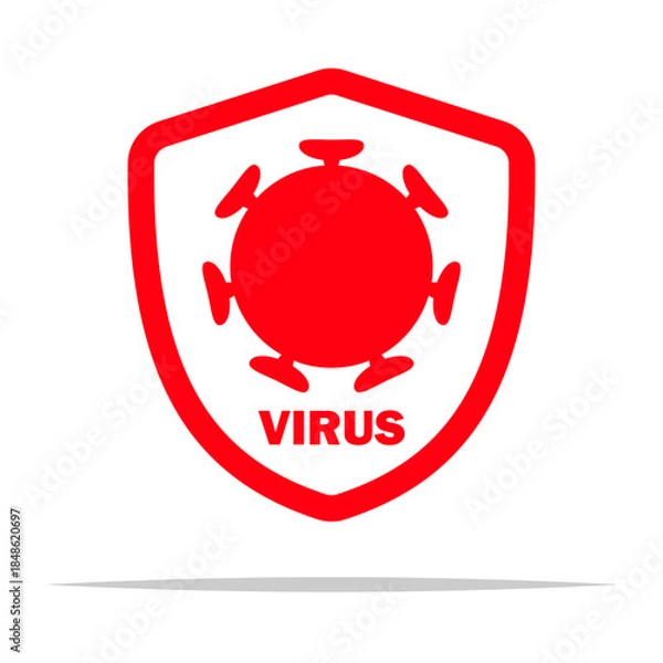 Fototapeta Shield with virus icon vector isolated illustration