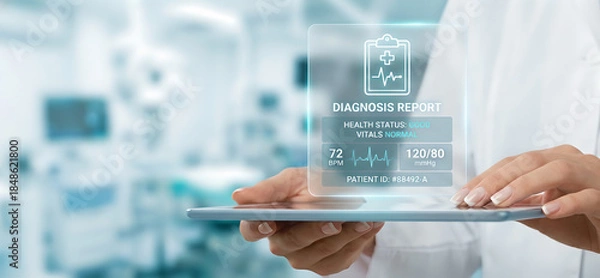 Obraz hand pushing a button on a touch screen interface