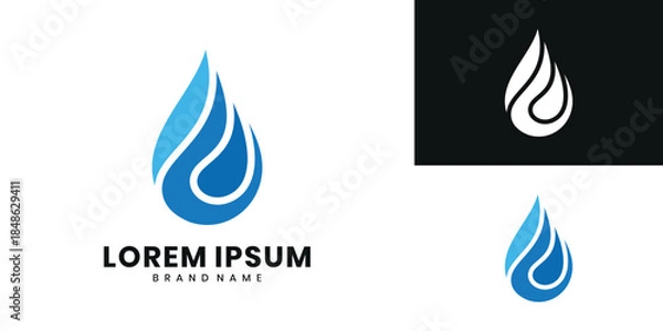 Obraz Blue water fire logo, fluid and energy elements