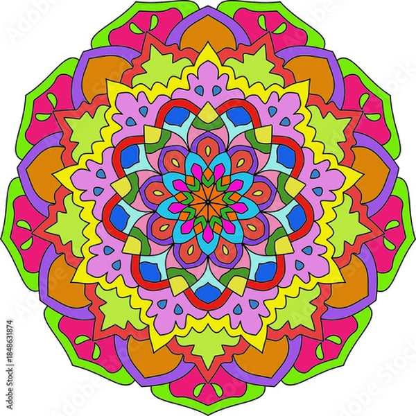 Obraz Vector Colored Mandala Round Colored Mandala Design

