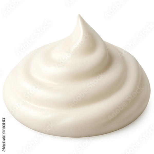 Fototapeta Elegant White Skincare Cream Smear Swirl Isolated on Transparent background for cosmetic branding, and luxury wellness design, Silky Smooth Cosmetic Cream Texture with Flowing Swirl, PNG