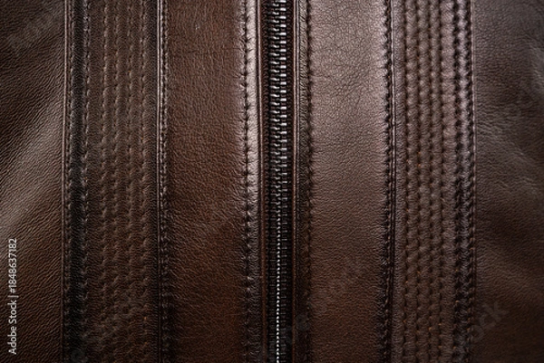 Obraz Brown Leather Zipper Seam Texture