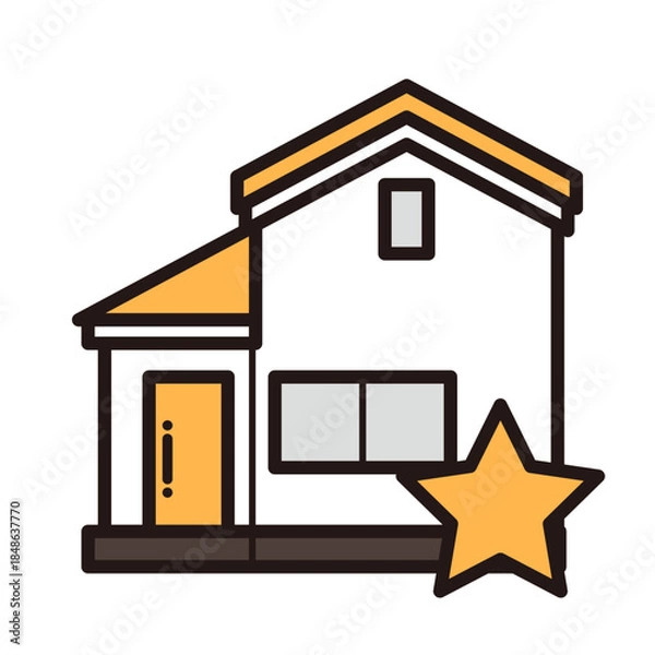 Fototapeta シンプルな家のアイコン+星