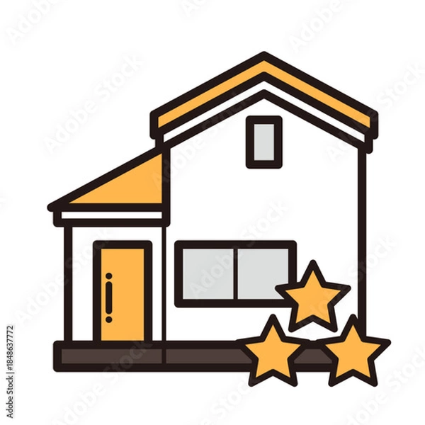 Obraz シンプルな家のアイコン＋三つ星