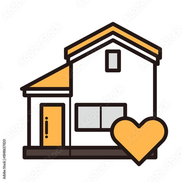 Obraz シンプルな家のアイコン＋ハート