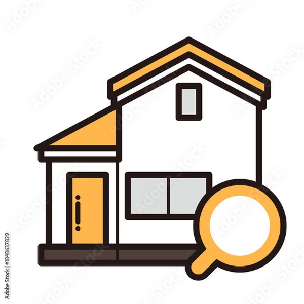 Obraz シンプルな家のアイコン＋虫眼鏡