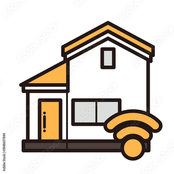 Fototapeta シンプルな家のアイコン＋wifi