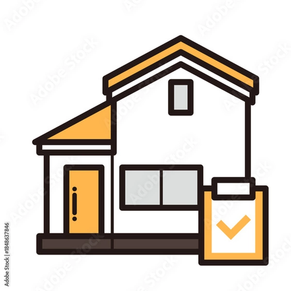 Obraz シンプルな家のアイコン＋クリップボード