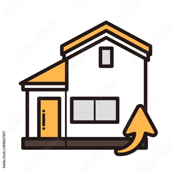 Obraz シンプルな家のアイコン＋上昇矢印