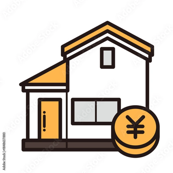 Obraz シンプルな家のアイコン＋お金
