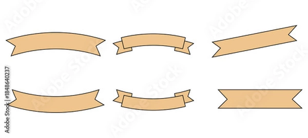 Obraz リボン　秋色　フレーム　セット　枠　飾り　素材　見出し　タイトル　あしらい　飾り枠　帯　おしゃれ　ポップ　シンプル　紅葉　行楽　文化祭　ギフト　キャンペーン　ステッカー　Ribbons banner set