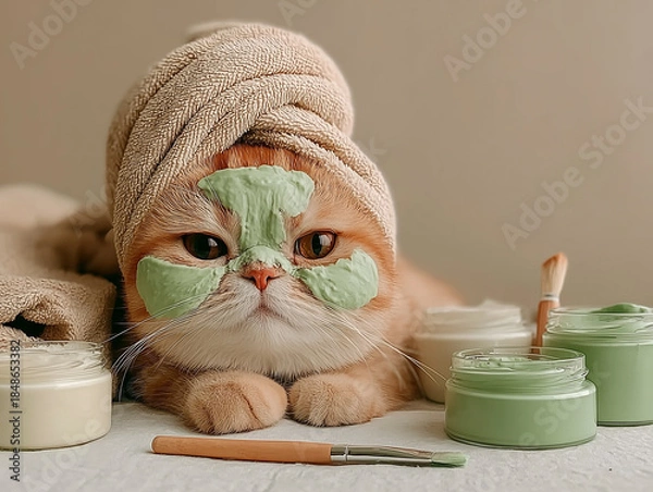 Obraz Spa Day for a Fancy Cat