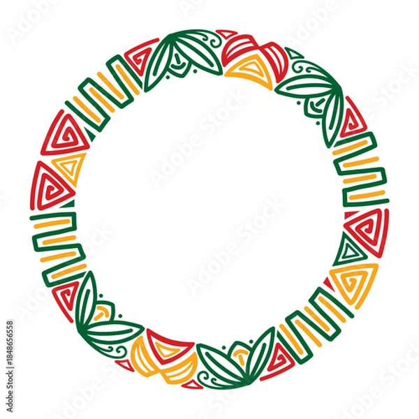 Obraz Black history month circle borders frames, Black history month Borders pattern Frames, Frames for Juneteenth with space for text.