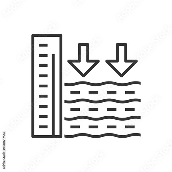 Obraz Water Level Down Icon - Ebb Measurement Scale Icon