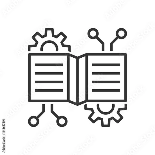 Obraz Machine Learning Icon - Ai Book Gear Icon