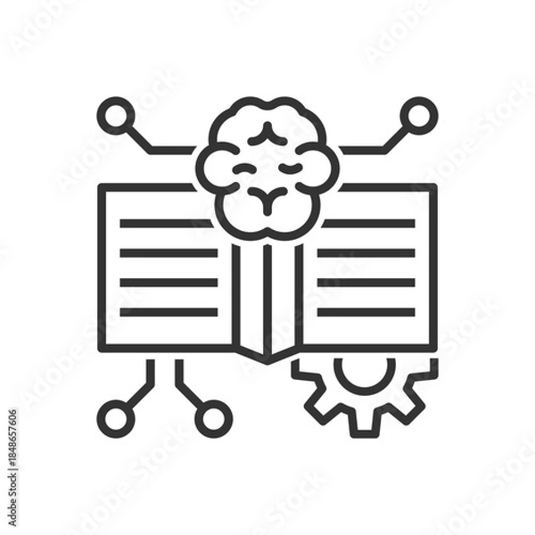 Obraz Machine Learning Icon With Brain Icon - Ai Book Mind Icon