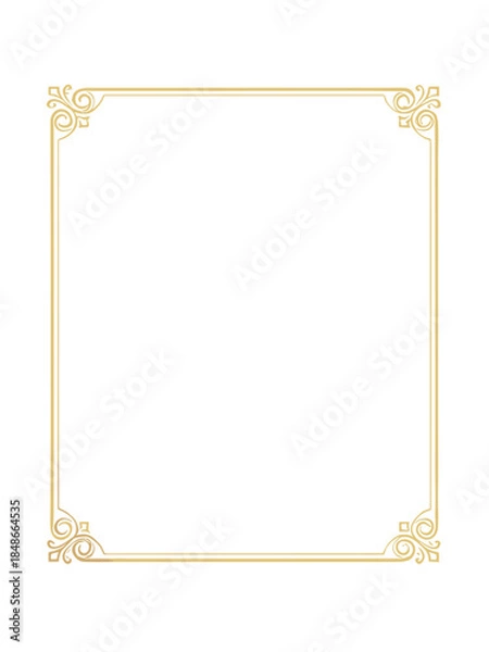 Fototapeta Ornate gold frame vintage border illustration