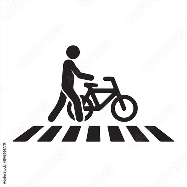Obraz pedestrian and cyclist crossing icon promoting safe shared pathways