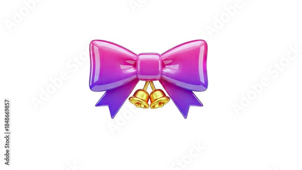 Fototapeta 3D Rendered Bow with Bells on White Background