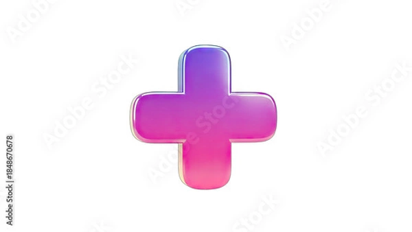 Fototapeta 3D Plus Sign Floating on White Background