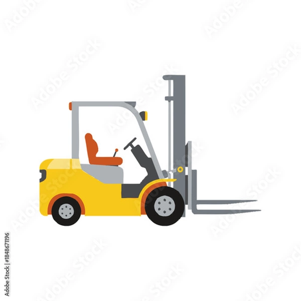 Obraz Modern yellow forklift elevating cargo with ergonomic design and operational safety features