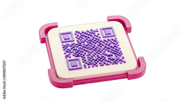 Fototapeta 3D QR Code Icon: Scanning and Digital Information