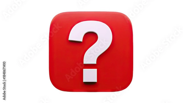 Fototapeta 3D Question Mark Icon on Red Background