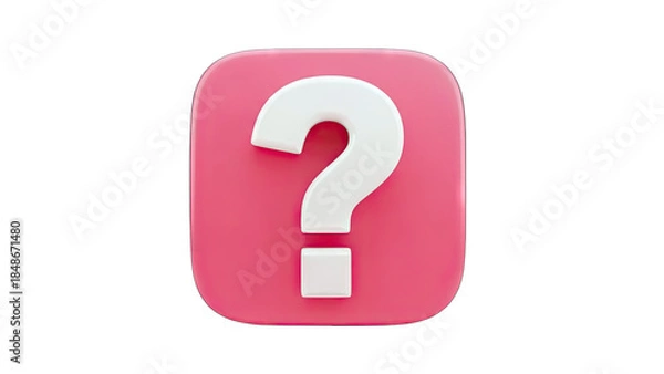Fototapeta 3D Question Mark on Pink Square - Inquiry Concept