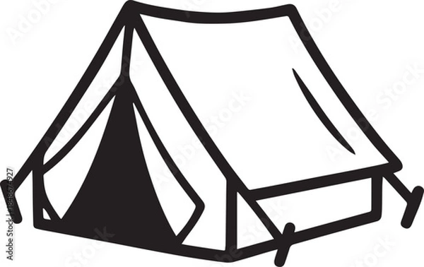 Fototapeta A minimalist illustration depicts a camping tent, inviting outdoor exploration and a sense of adventure, perfect for travel-themed design projects.