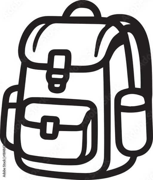 Fototapeta A minimalist illustration showcases a classic backpack, ready for adventures, with its clean lines.
