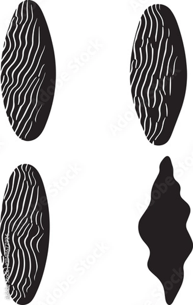 Fototapeta Abstract Oval Shapes with Organic and Wavy Line Textures on White