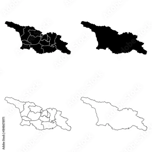 Obraz Georgia Outline and Solid Fill Map Set.